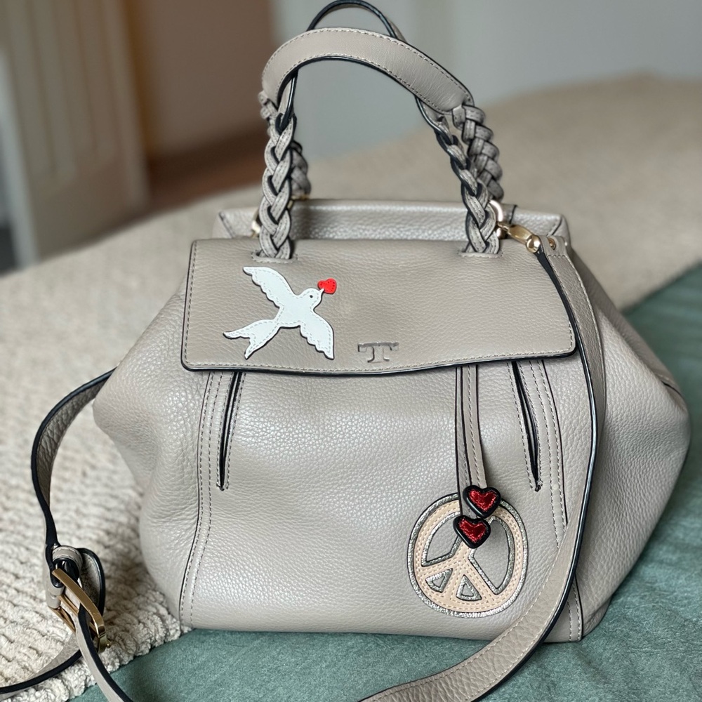 Tory Burch peace half moon satchel